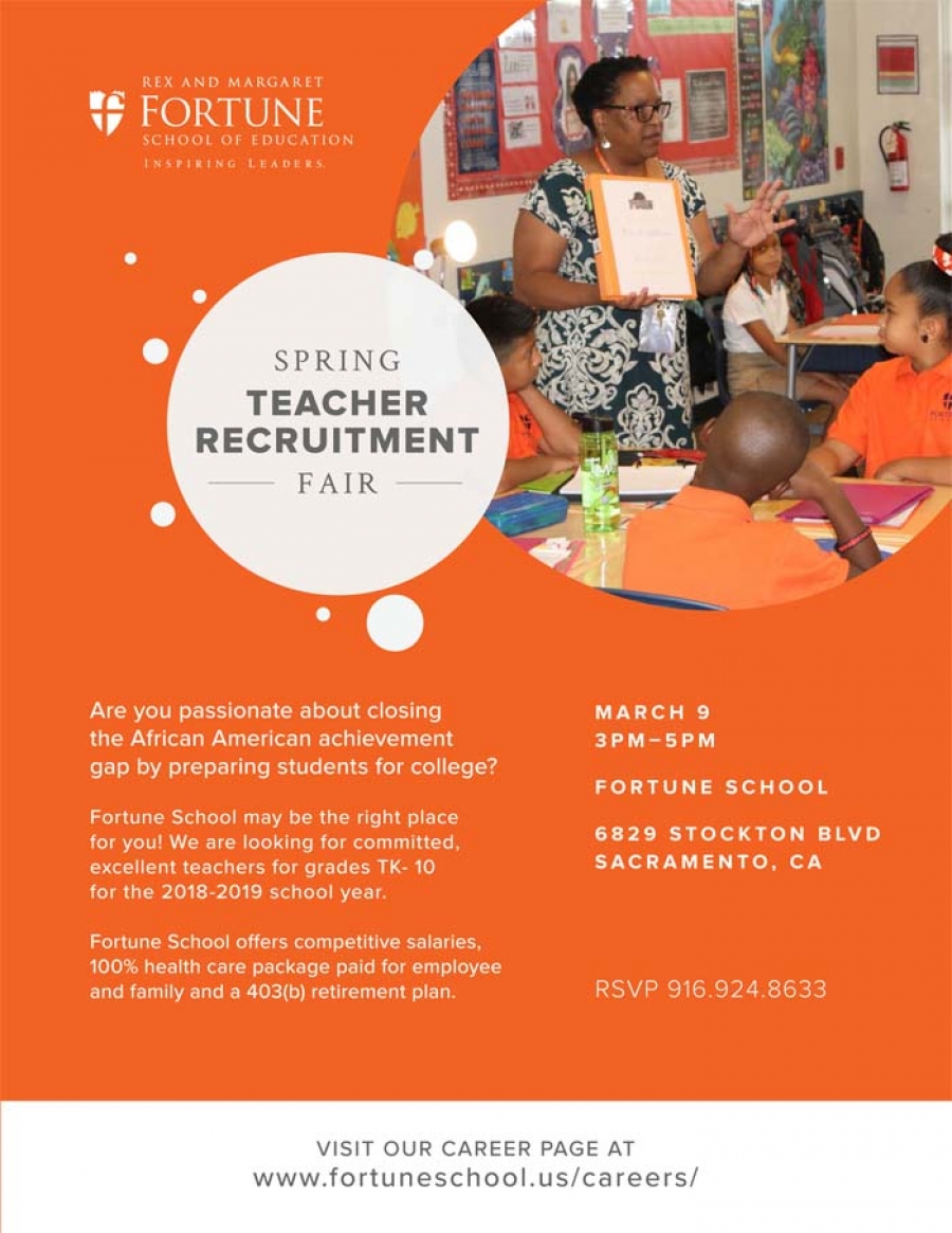 Spring TEACHER RECRUITMENT Fair on Friday, March 9, 2018 Sac Cultural Hub