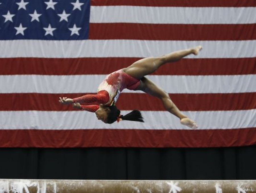 Simone Biles makes mistakes, still wins first competition in nearly two