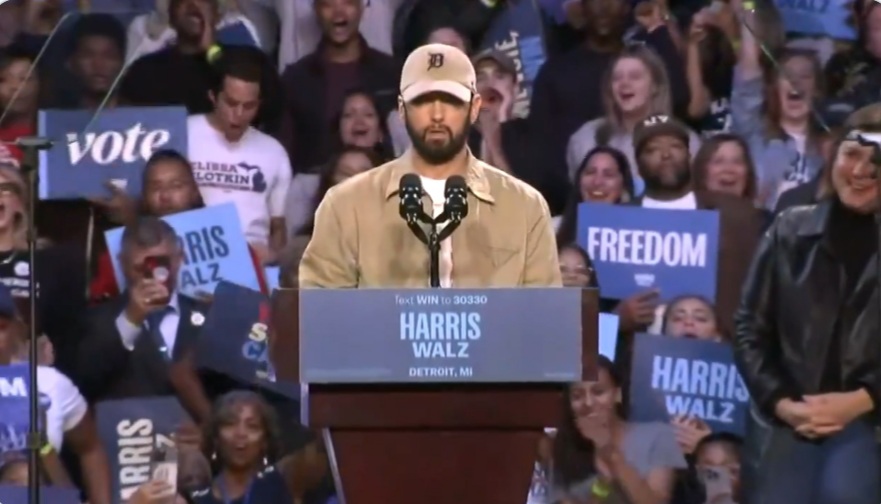 Barack Obama Raps ‘Lose Yourself’ After Eminem Introduces Him at Kamala Harris’ Detroit Rally