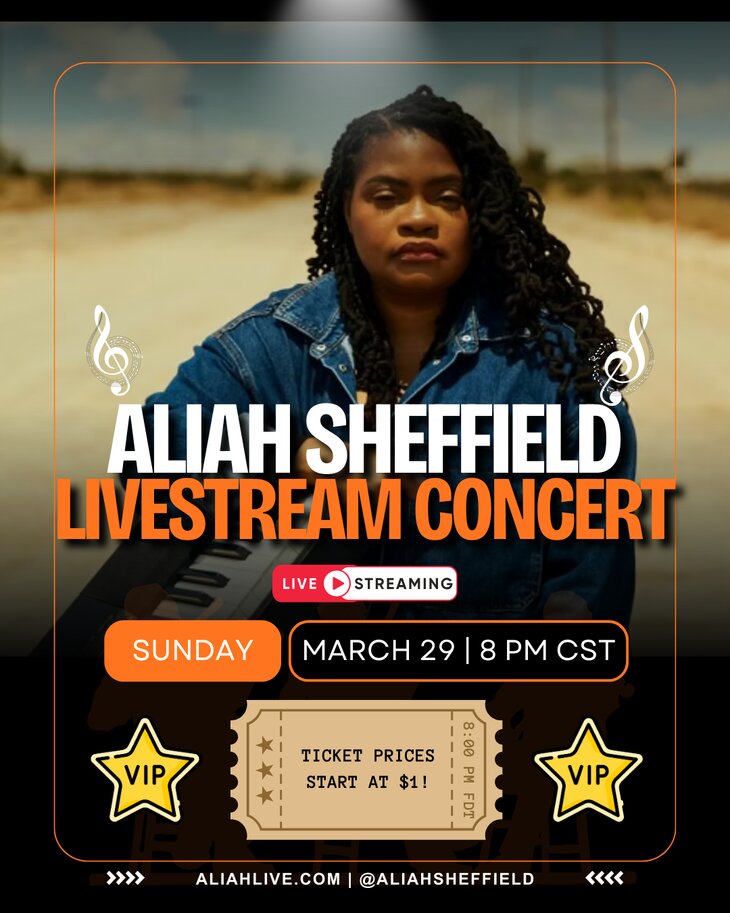 Be First in Line – $1 Tickets for Aliah Sheffield’s Streaming Concert